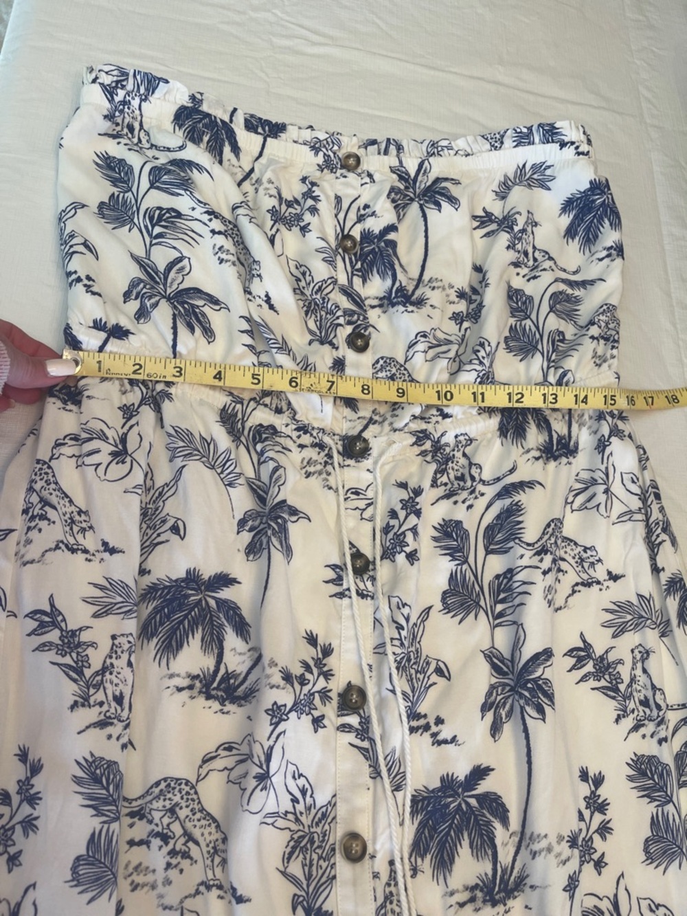 Lost + Wander White Maxi Dress with Blue Tropical Print NWT Size L - Picture 10 of 13
